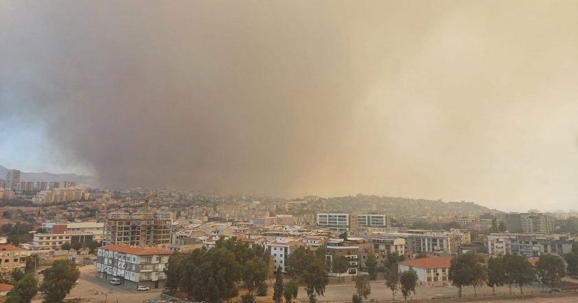 İzmir'in Yamanlar Dağı'nda çıkan orman yangınının yerleşim yerlerine ulaştığı bildirildi.
